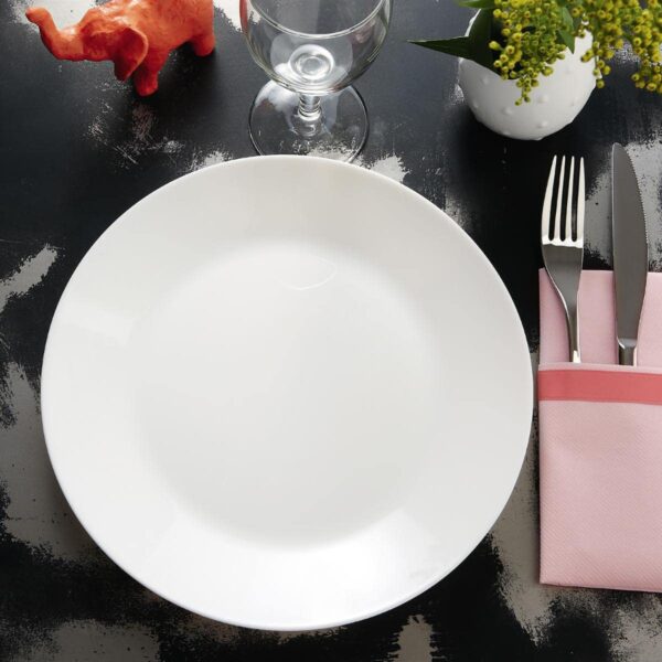 ProCuisinier Lot de 12 assiettes plates, en verre opale extra résistant, 25cm, Blanc – Image 3