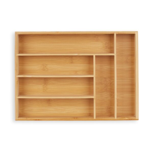 ProCuisinier Plateau à couverts, insert de tiroir à 6 compartiments, pour couverts de cuisine, bambou, HxLxP 5 x 25,5 x 35,5 cm, naturel