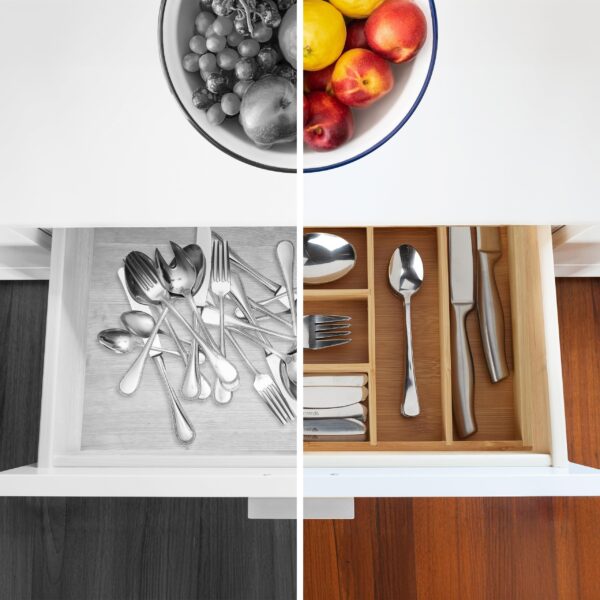 ProCuisinier Plateau à couverts, insert de tiroir à 6 compartiments, pour couverts de cuisine, bambou, HxLxP 5 x 25,5 x 35,5 cm, naturel – Image 5